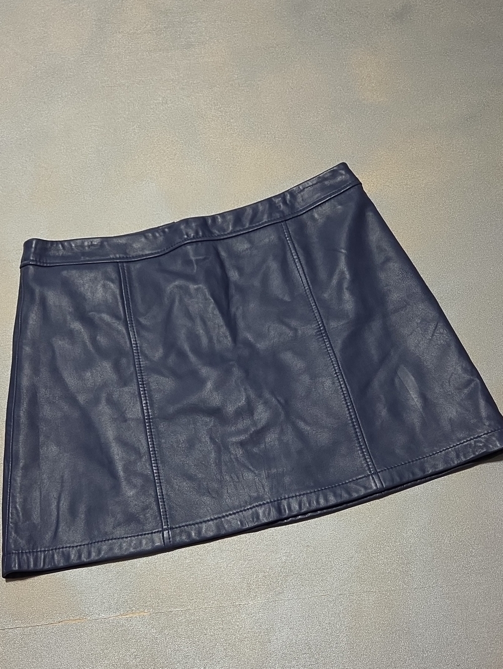 Gianni Bini Navy 100% Real Leather Mini Skirt
